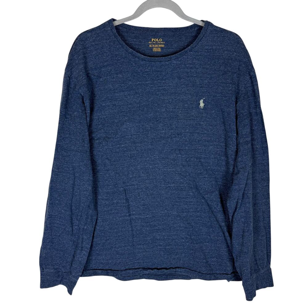 Polo Ralph Lauren Shirt Mens XL Blue Pony Round Neck Long Sleeve Pullover Trendy